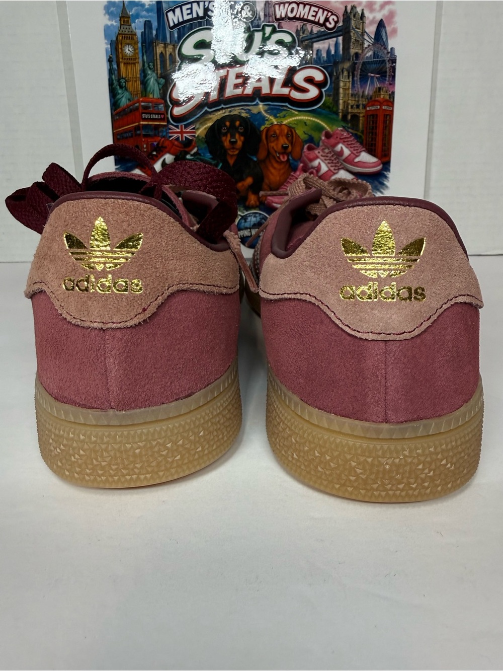 adidas Muenchen Women’s Suede Trainers in Burgundy - Picture 4 of 5